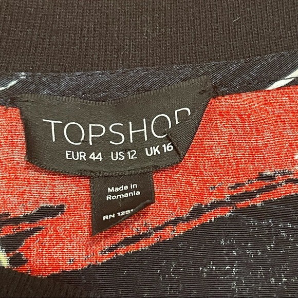 Topshop Abstract Print Long Sleeve Top Blouse Size 12 - Picture 9 of 9